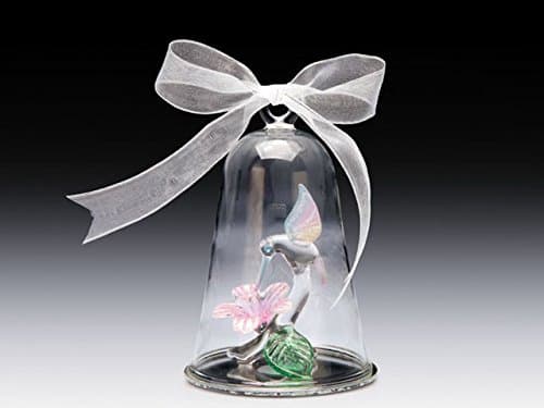 Glass HUMMINGBIRD IN BELL DOME Base Decorative Glass Figurine Ornament 5"