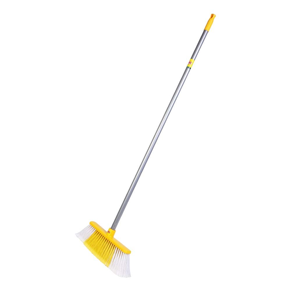 HIC HAMARA INDIA CLEAN Floor Broom/Brush With With Soft & Long Bristels With Plastic Coated Long Sturdy Rust Proof Rod For All Kind Of Floors (Standard Size Multicolored)Yi 728 Pack Of 12
