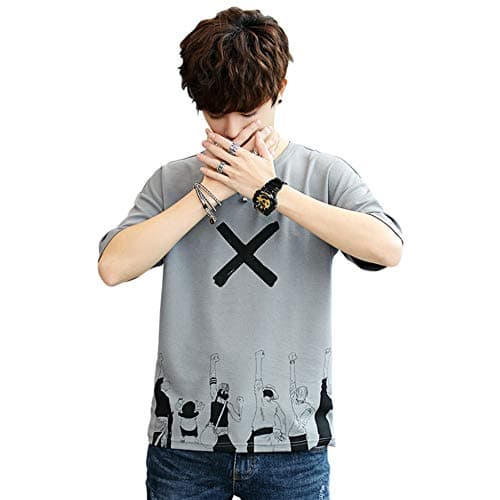 Mxcostume Anime Hip Hop One Piece Round Neck T-Shirt for Men and Women Grey, X-Large