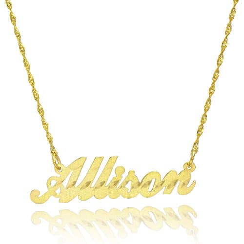 14K Yellow Gold Personalized Stardust Finish Name Necklace (20 Inches, Singapore Chain)