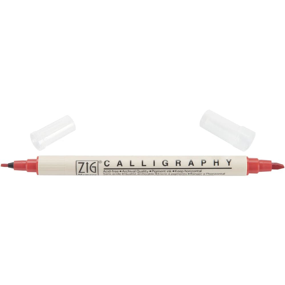 Zig Memory System Calligraphy Dual Tip Markers, Pure Red, Pack of 6