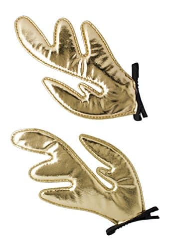 Pair of Gold Fabric Reindeer Antler Hair Clips