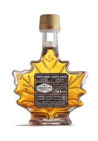 Brien 100% Pure Maple Syrup, Gluten Free Vegan Syrup, Gift Bottle, Product From Canada, Maple Leaf Bottle 1.7 Fluid Ounces / 50ml (Pack of 1)