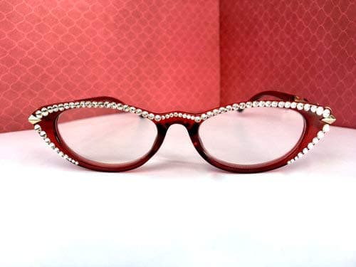 Cat Eye Reading Glasses Made with Swarovski Crystal (+2.25)
