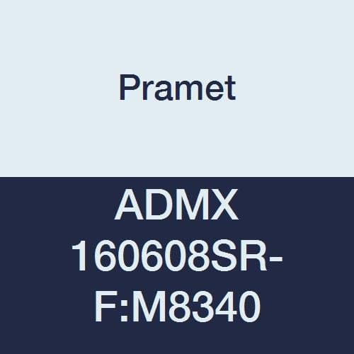 Pramet ADMX 160608SR-F:M8340 Carbide Stainless Steel and Super Alloy (P40,M30,S30) Insert for Force AD Milling Cutter, 16MM ADMX Insert, 031" Rad, PVD, 85 Degree Parallelogram, Black (Pack of 10)