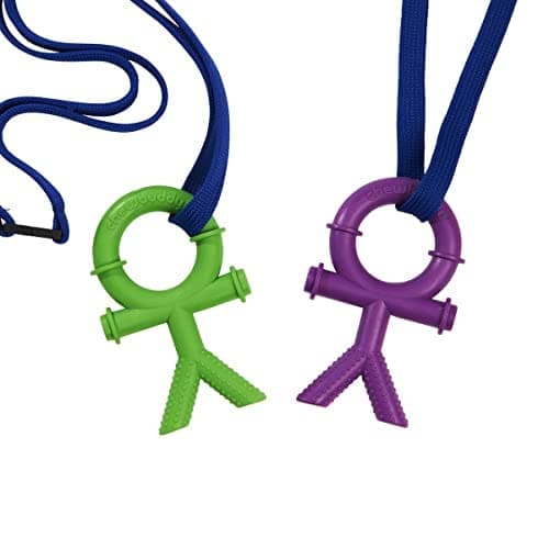 Sensory Direct Chewbuddy Stickman & Lanyard - Pack of 2, Sensory Toy for a Fidget, Chew or Teething Aid | for Kids, Adults, Autism, ADHD, ASD, SPD, Oral Motor or Anxiety Needs | Purple & Green