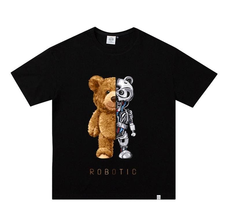 GenericMen t-Shirt Cotton Bear Design New 2023 t Shirts for Men Black t Shirt