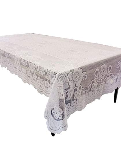 GEFEII White Lace Tablecloth Rectangular for Rectangle Table Crochet Lace Tablecloths Oblong lace Table Covers 60"X104" for Kitchen Wedding Party Decoration