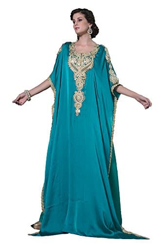 Kolkozy Fashion Women's Arabic Style Kaftan Sea Green Size M
