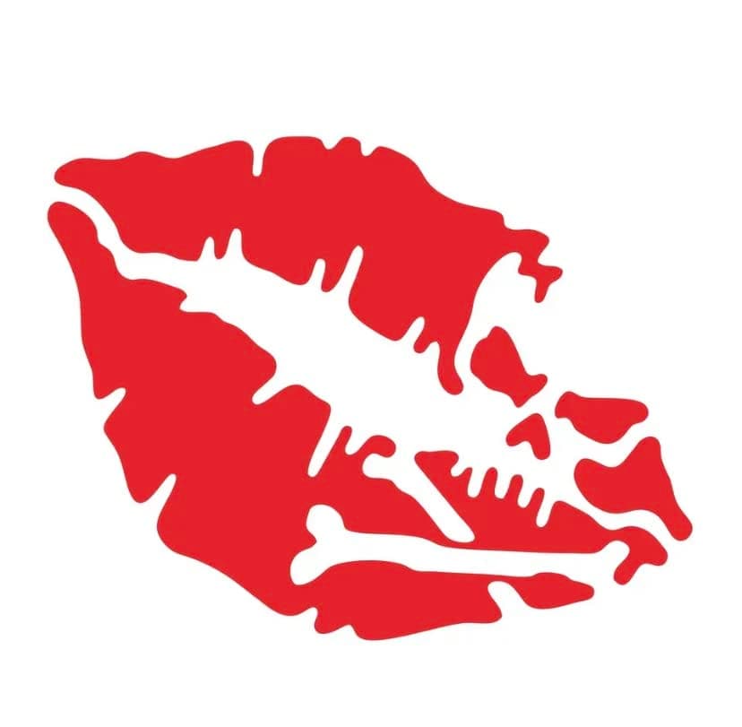 Sexy Lip Sticker for Car Waterproof Decal, Large Lip with Skull Transparent Vinyl Decal , Window Bumper Side Trunk, 6 x 6 Inch (RED)