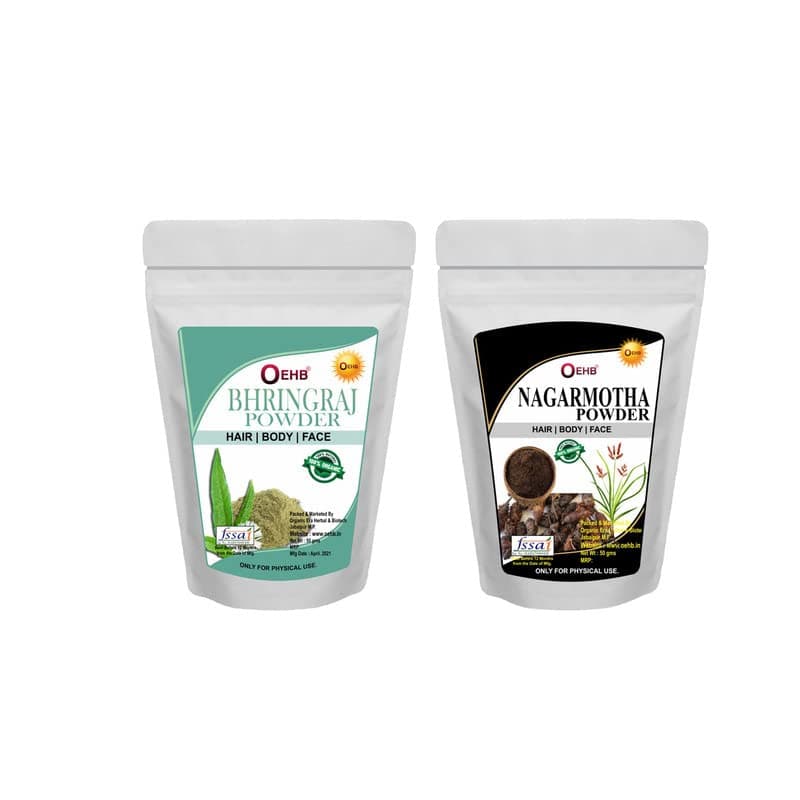 OEHB Organic Bhringraj and Nagarmotha Powder 100g Each 50g(Pack of 2)