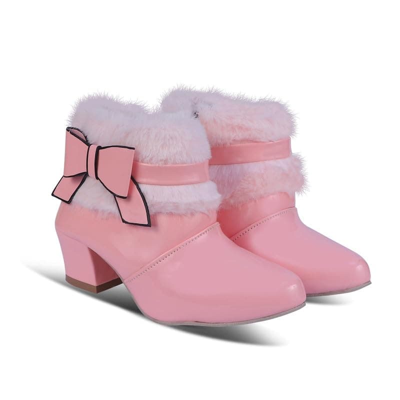 MUKUNDA FOOTWEARFaux Fur Trim Ankle Boots with Bow for Girls
