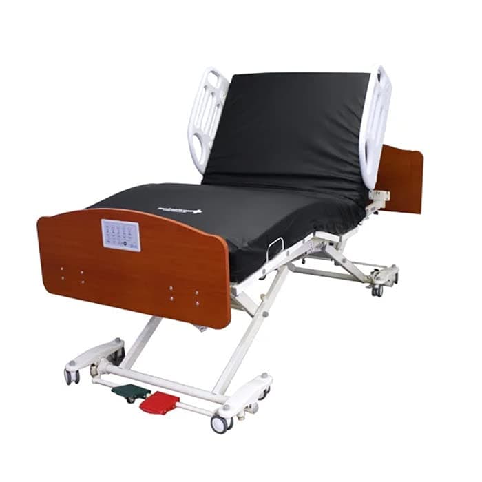 HomeCare Hospital Beds HC107 Hi-Low Hospital Bed Set - Cherry (MedMattress Care Mattress, 80" x 36")