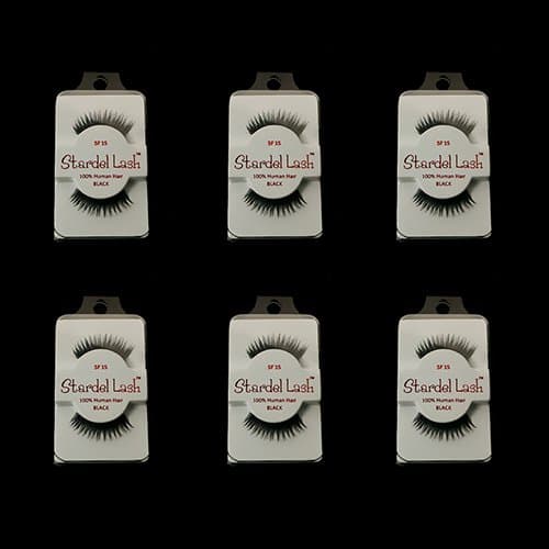 6 Pairs Stardel #15 100% Human Hair False Eyelashes Like Ardell Red Cherry Lashes