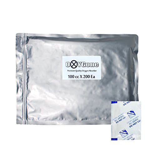(200 Packs) Premium Oxygen Absorbers 100 CC - ISO 9001 Certified , (5 Bags) 1 Gallon RESEALABLE Mylar Bags