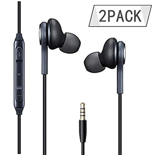 Earphones/Earbuds/Headphones 2Pack Black Compatible Galaxy S9/S9+ S8/S8+ Note8 in-Ear Headphones Remote + Mic Hands-Free Earphones