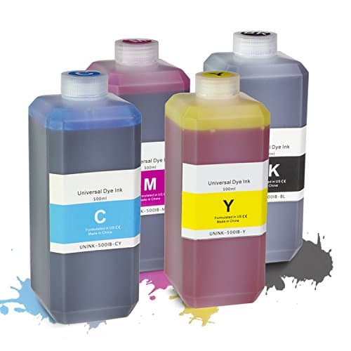 SOJIINK 1x Black, 1x Cyan, 1x Magenta, 1x Yellow Refill Ink 16.9 oz Bottle Compatible with Most Inkjet Printers (Includes Refill Kit)