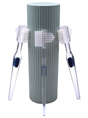 Mint Rose Denture Brush, False Teeth Cleaning Brush with Free Wheat Flavor Toothbrush Organizer (Pack of 3)