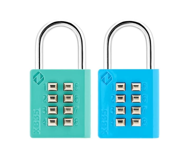 ZARKERXB35 8-Digit Push Button Combination Padlock, 4 Digit Locking Mechanism, (2-Pack, Emerald, Blue)