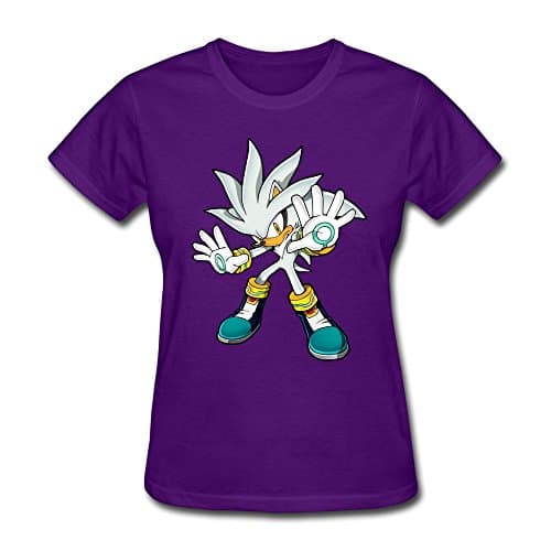 Purple Enewno Sonic Silver Back To The Origins 100% Cotton T-shirt For Women Size XXL