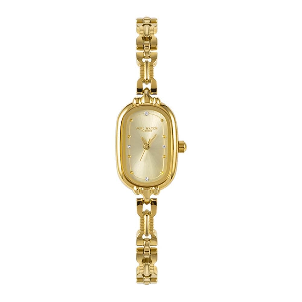 Women Vintage Petite Bracelet Gold Dainty Watch Small Oval Analog Quartz Watch Luxury Waterproof Ladies Diamonds Wristwatch