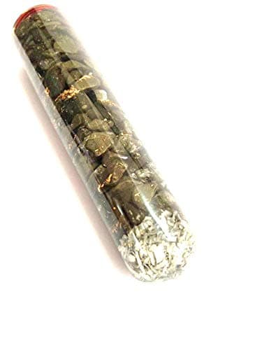 Energized Jet Pyrite Orgone Massage Wand Rounded End Booklet Jet International Crystal Therapy A+ Healing Energy Orgone Orgonite Life Force Negative Ion Generator Image is JUST A Reference