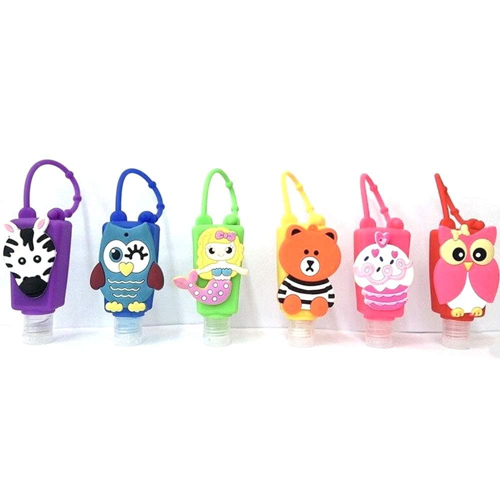 Hand Sanitizer Holder 6 Pack, Silicone Hand Sanitizer Refillable Bottle, Baby Hand Sanitizer Dispenser Bottle - Mini 30ml Travel Size Portable Hand Sanitizer Keychain(1oz, Only Bottles)