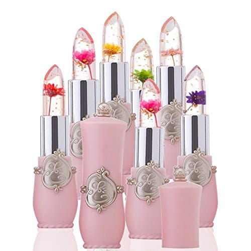 Expxon 6Pcs/Set Beauty Bright Flower Crystal Jelly Lipstick, Magic Temperature Change Color Lip Long Lasting Hydrating Waterproof Lip Stick