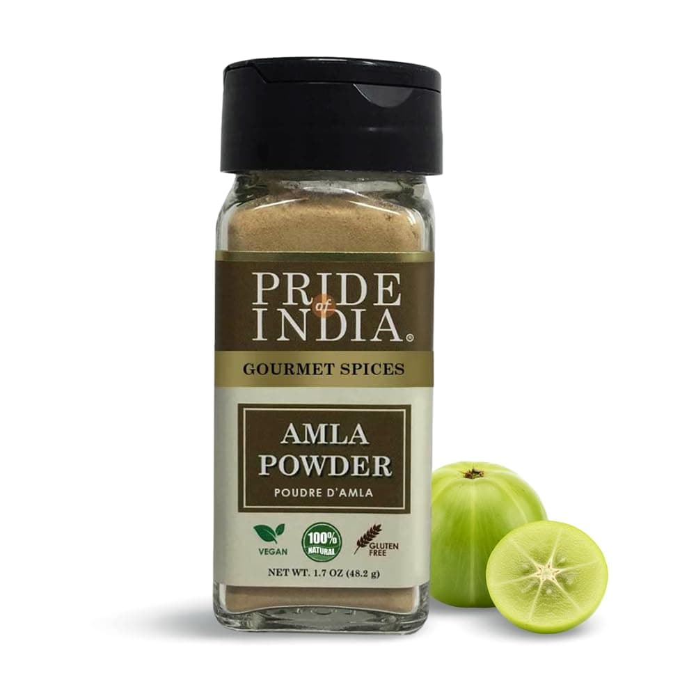 Amla Powder – Gourmet Spice – Tangy & Savory – Pure Indian Gooseberry Ground – Antioxidant Rich – GMO/Gluten Free – Easy to Use – 1.7 oz. Small Dual Sifter Bottle
