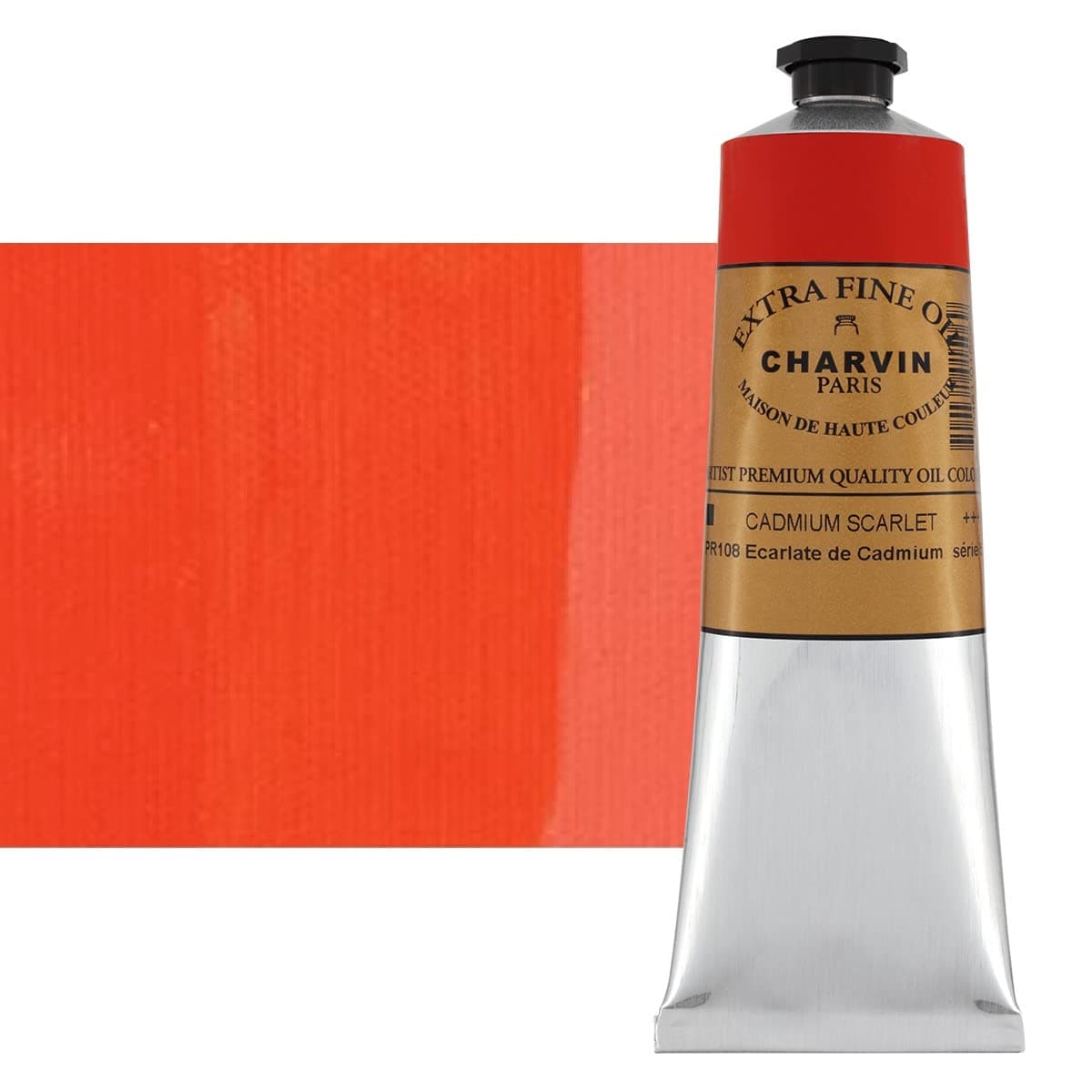 Charvin EXTRA FINE Oil Paint - Luxury Professional French Oil Paint, Displaying The Pigments of Nature, Creamy Consistency with Vibrancy - Single 150 ml Tube - Cadmium Scarlet