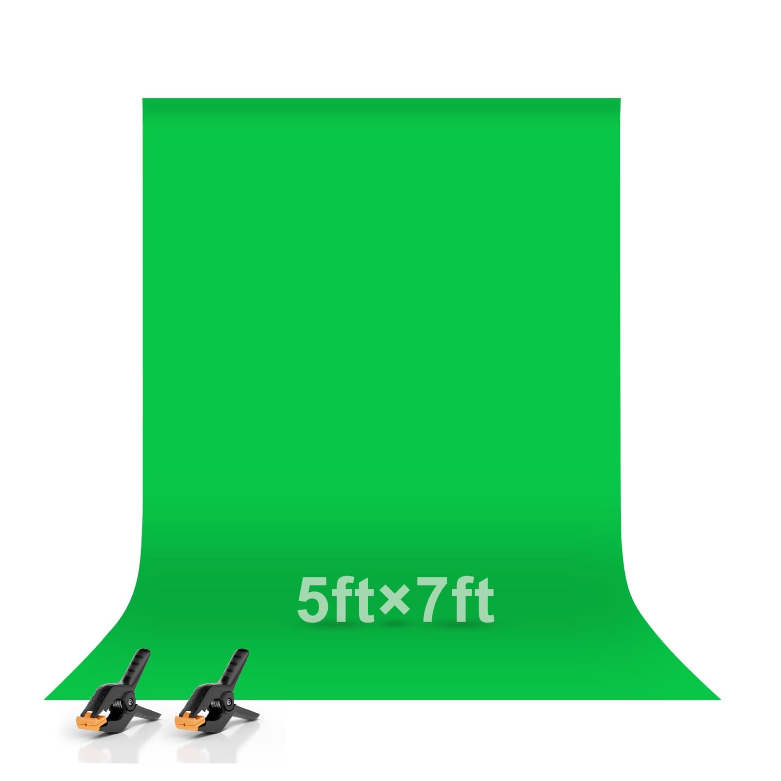 EMART 1.5x2m/ 5x7ft Green Screen Backdrop, Photo Background Washable Polyester Sheet for Photoshoot Photo Video Studio Photography Product Portrait, Including 2 Spring Clamps