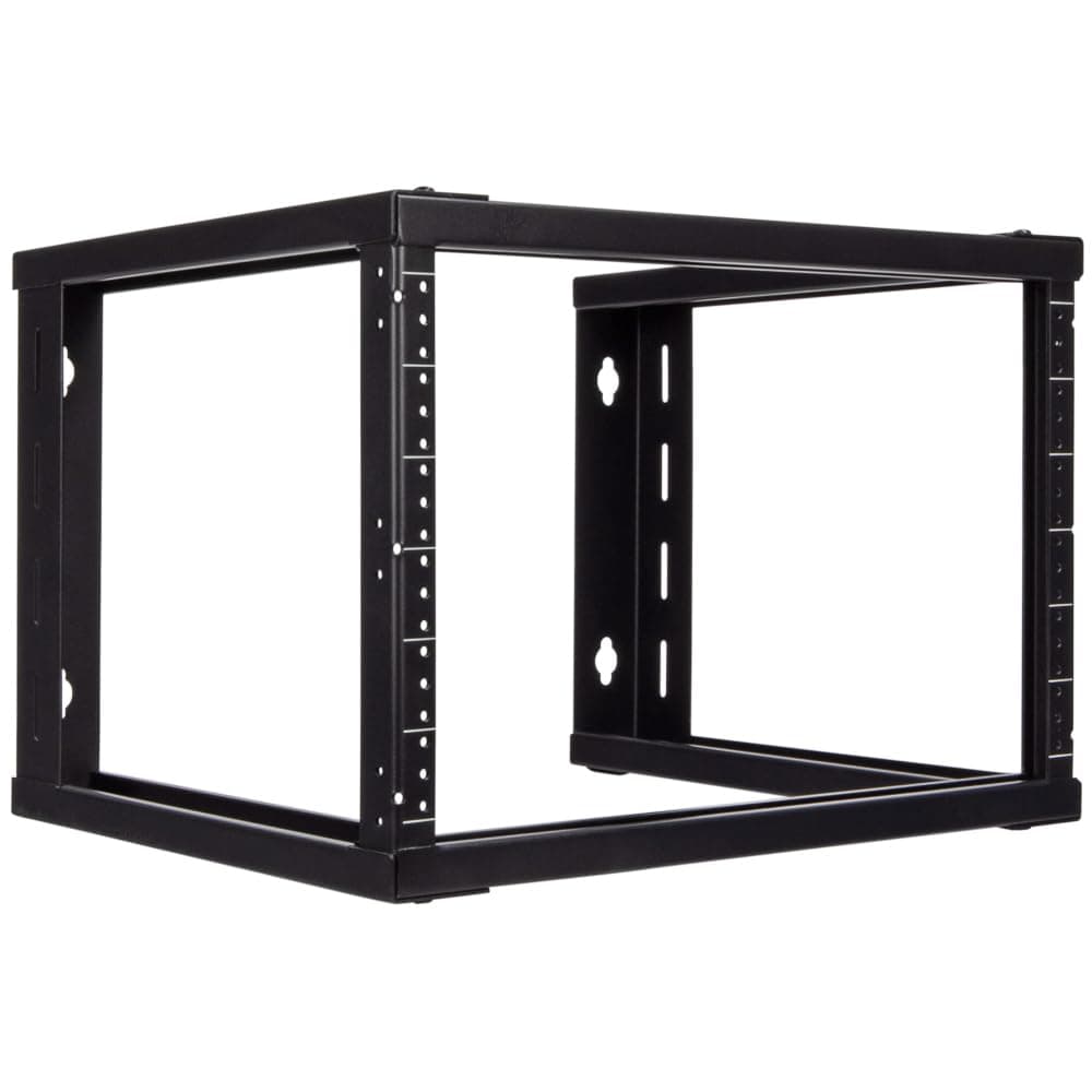 NavePoint 6U Wall Mount Open Frame 19 Inch Server Equipment Rack Threaded 16 inch Depth Black