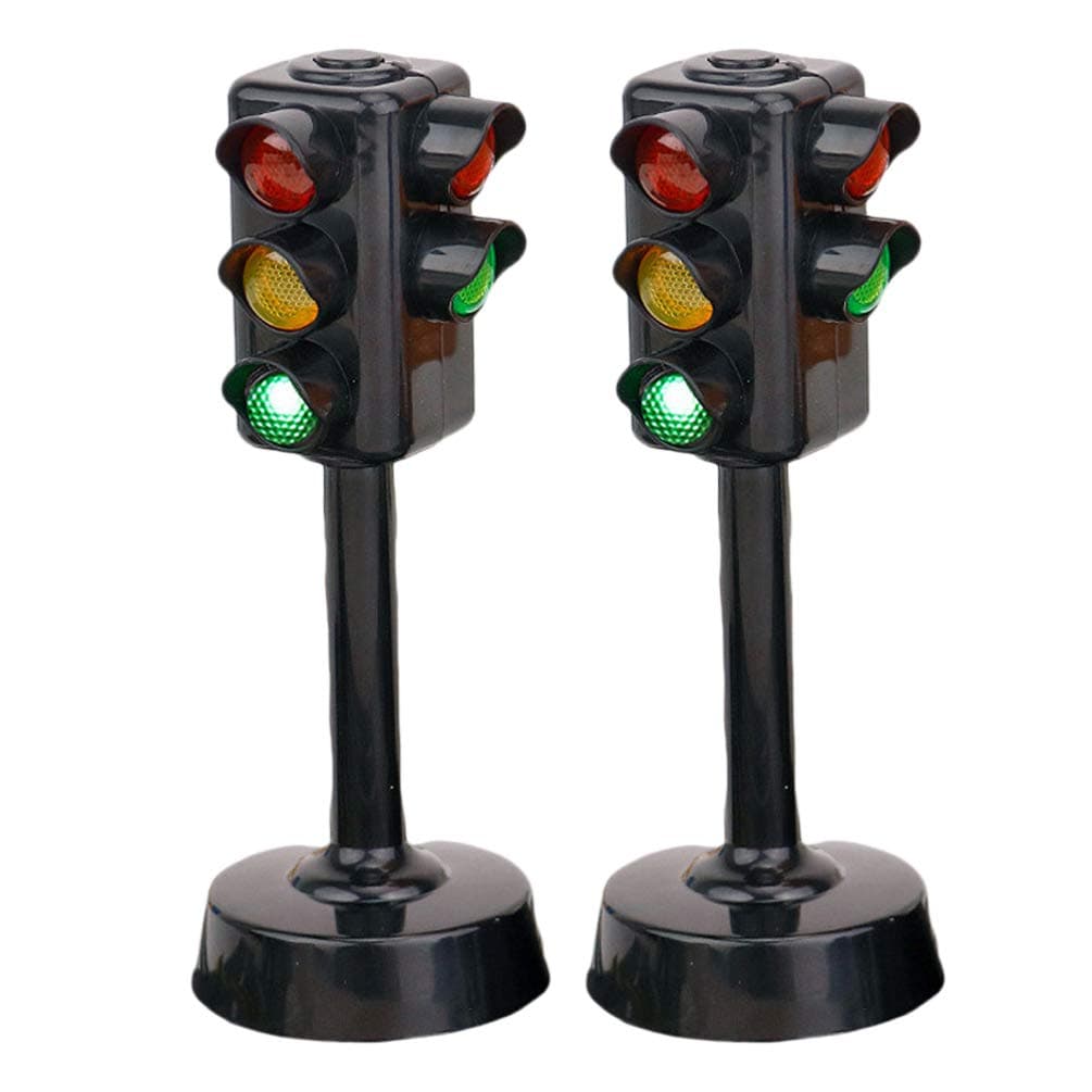 Kisangel 2pcs Traffic Signals Lamp Toy Traffic Lights with Sound Light Early Education Toy for Kindergarten Kids Toddler Baby Kids Christmas Party Favor(Random Color and Size)