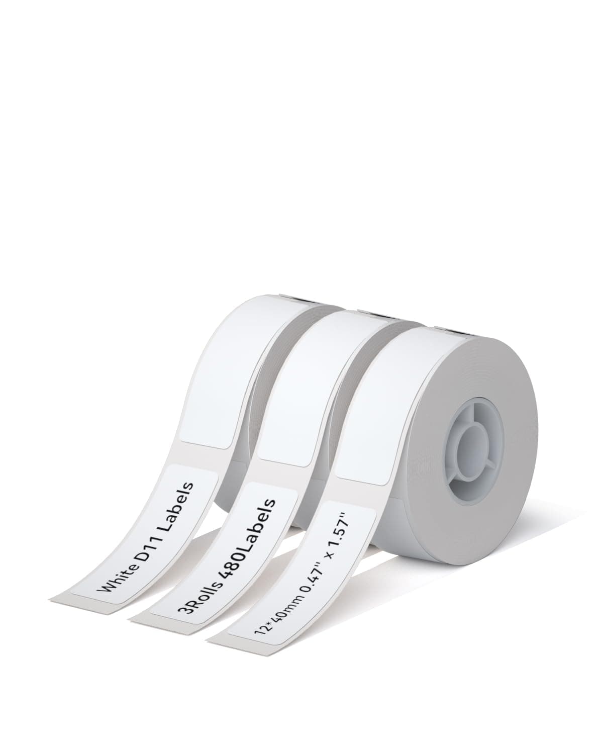D11 Label Maker Tape Adhesive White Label Paper 0.47" X 1.57" (12 X 40mm) 160 Labels/Roll, Compatible for NIIMBOT D11 D110 Label Printer, Thermal Paper Black on White, 3-Roll