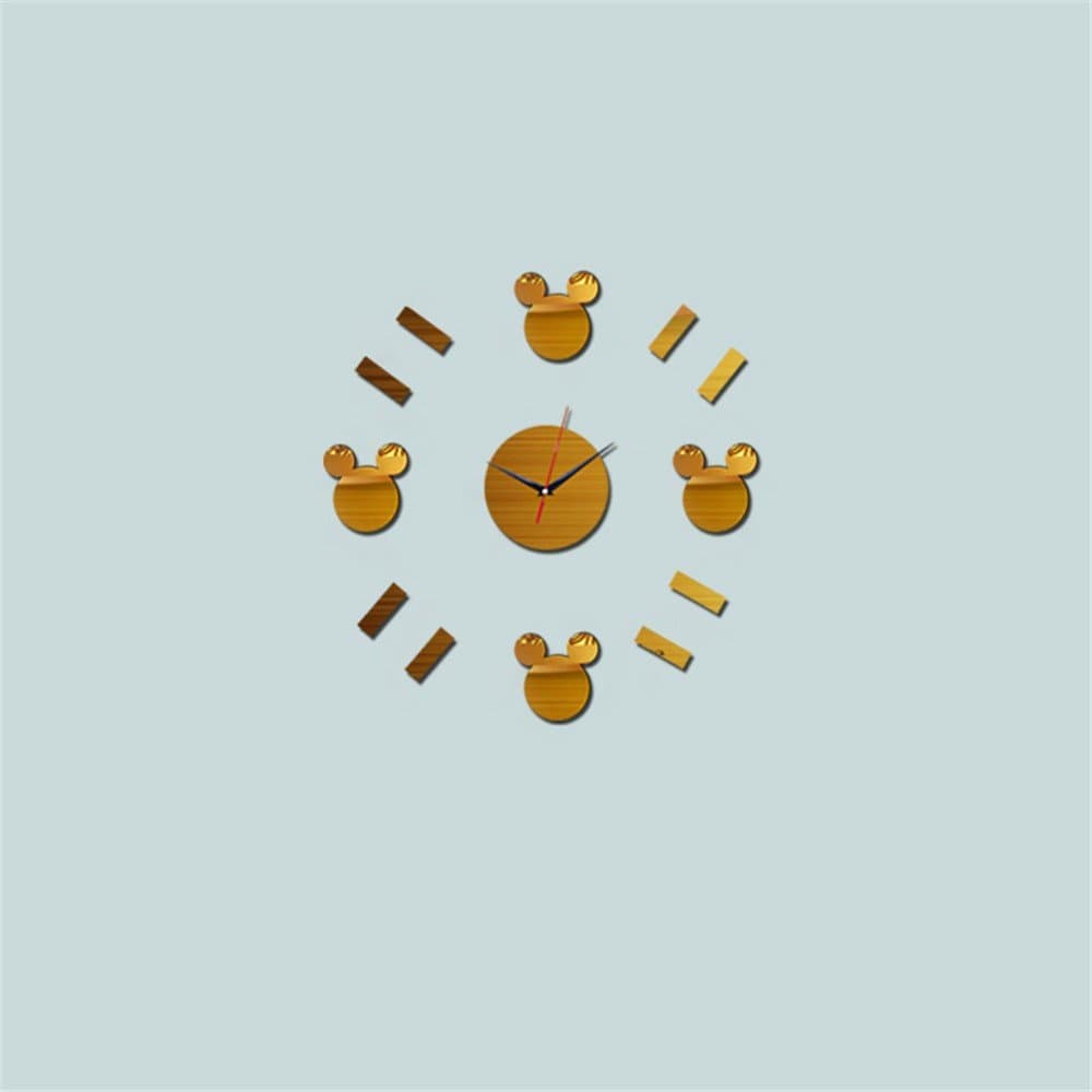 WHLGZ Diy Creative Home Furnishing Decorative Acrylic 3D Mirror Wall Clock Golden Wall Clocks