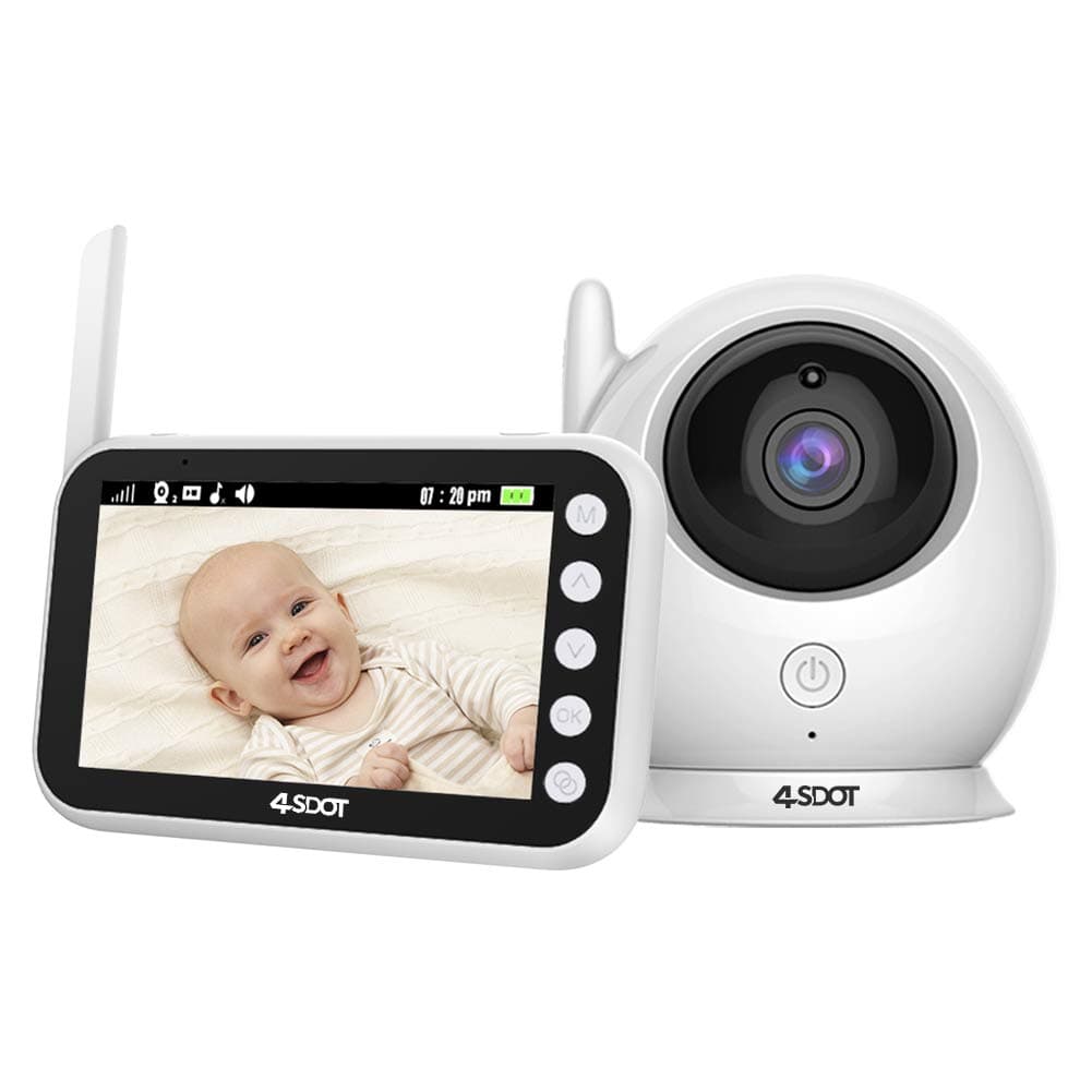 4SDOT ABM100 Video Baby Monitor 4.3" LCD Display 360° Angle Two-Way Audio Infrared Night Version Lullaby Sound&Temperature Alert Support Multi Cameras