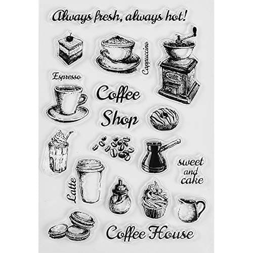 MaGuo Coffee Clear Stamps Dessert,Drink Coffee Coffee Beans, Coffee Machines for Decoration Paper Craft and DIY Scrapbooking