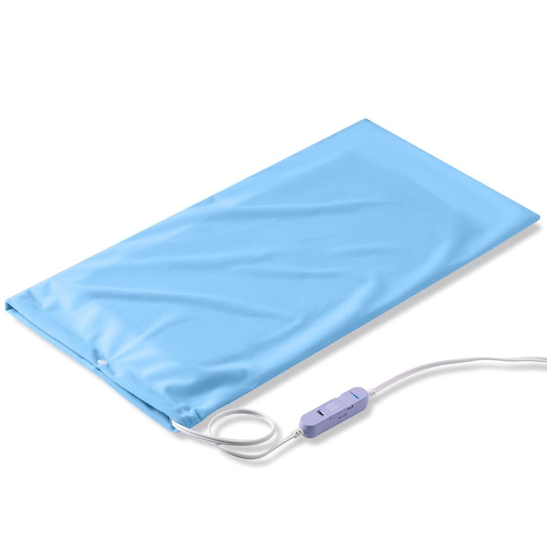 Stay-On Large Vinyl Electric Heating Pad for Neck and Shoulders and Back Without Auto-Off, Low & High Heat Levels, Waterproof Hot Heat Pad with Washable Cover (12”x24”, 1-Pack)