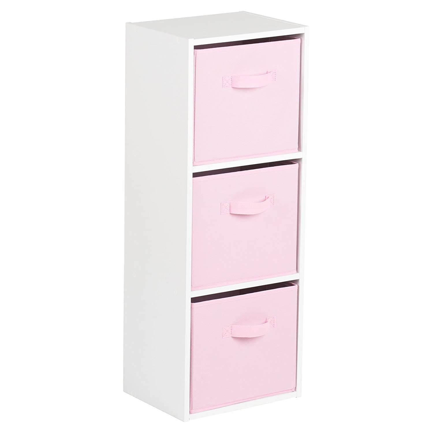 Laura James 2 3 4 Tier White Bookcase Cube Wooden Display Unit Shelving Storage Bookshelf Shelves (3 Tier, Pink)