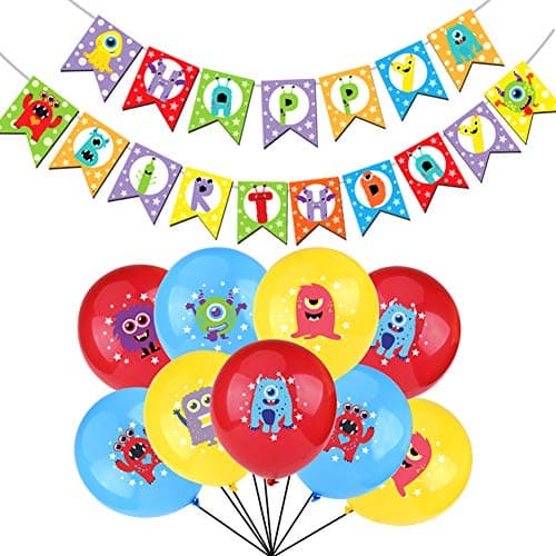 Monster Bash Party Decorations - Monster Birthday Balloons Happy Birthday Banner for Boys Monster Party Supplies