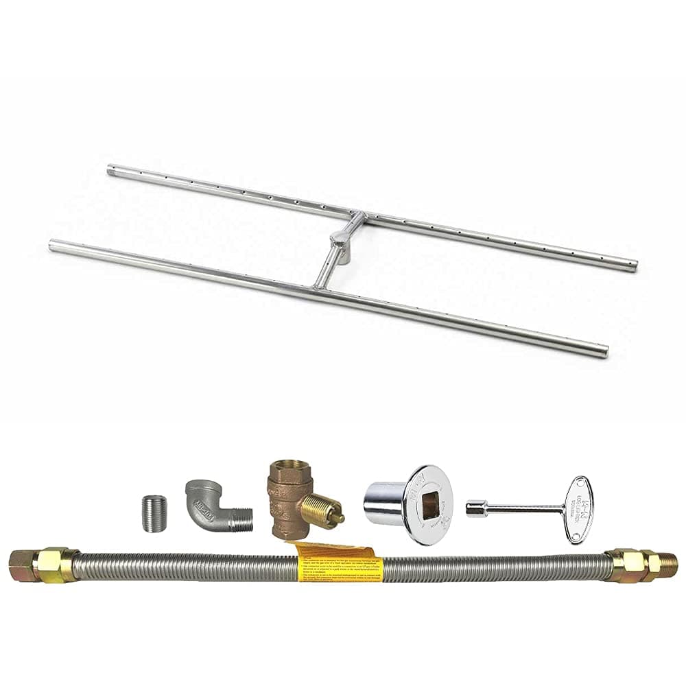 Spotix HPC Rectangle H-Burner Fire Pit Kit (FPS-HBSB60KIT-NG-MSCB), 60x10-Inch Burner, Match Light, Natural Gas