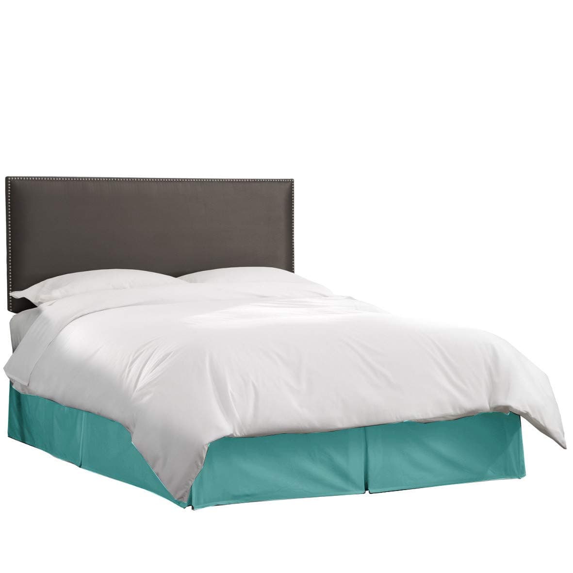 FABRICART Stiff Suede BEDSKIRT | dust Ruffle | Bed Valance | Chic Look | Modern bedrooms (Ocean Blue, King :78"X80" + Drop 24)