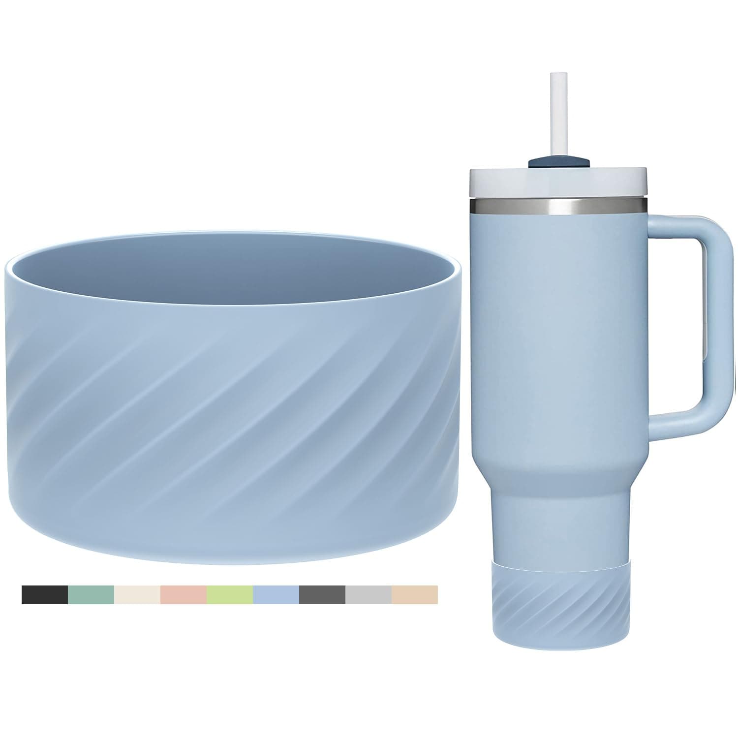 Affute Protective Silicone Boot for Stanley Quencher H2.0 40 oz & IceFlow Flip 20 oz 30 oz and hydroflask 12-24 oz, Anti-Slip Bottle Bottom Sleeve Cover