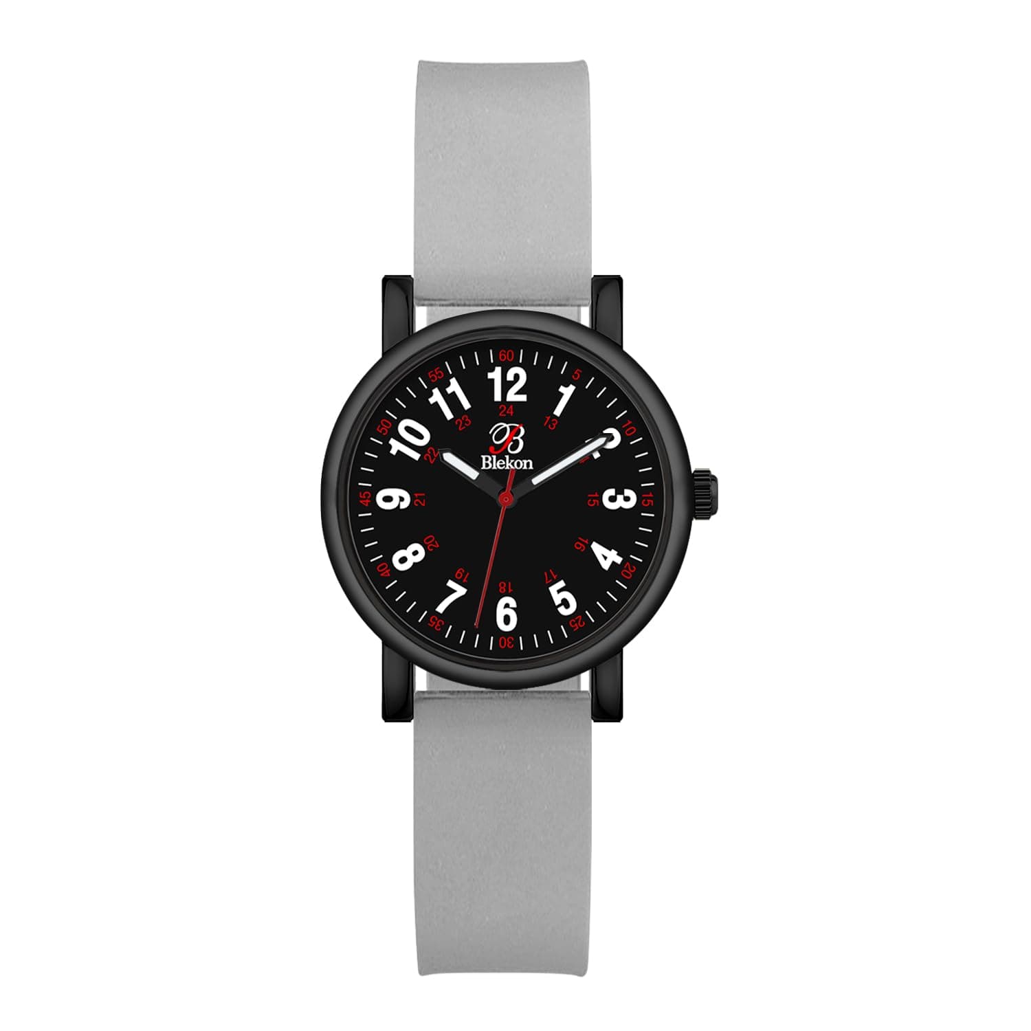 BlekonOriginal Petite Nurse Watch for Medical Professionals and Students - Various Scrub Colors - Small Easy Read Dial, Military Time with Second Hand, Silicone Band, 3 ATM Water Resistant,