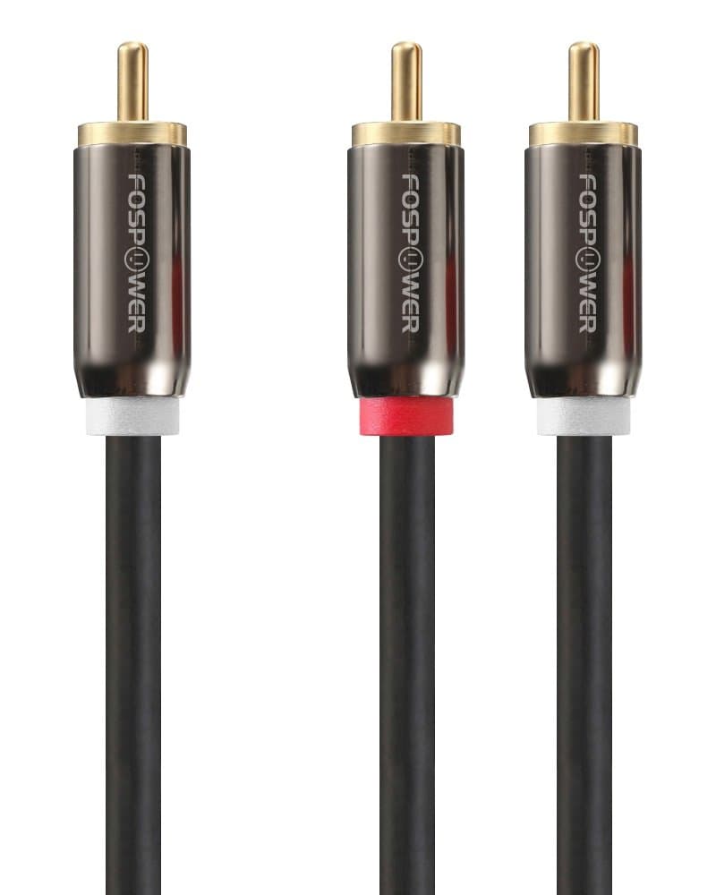 FosPower RCA Y Cable (0.9M/3FT) Subwoofer Adapter [Dual Shielded | 24K Gold Plated] 1 to 2 Audio Connector for Surround Sound/Dolby Digital/DTS