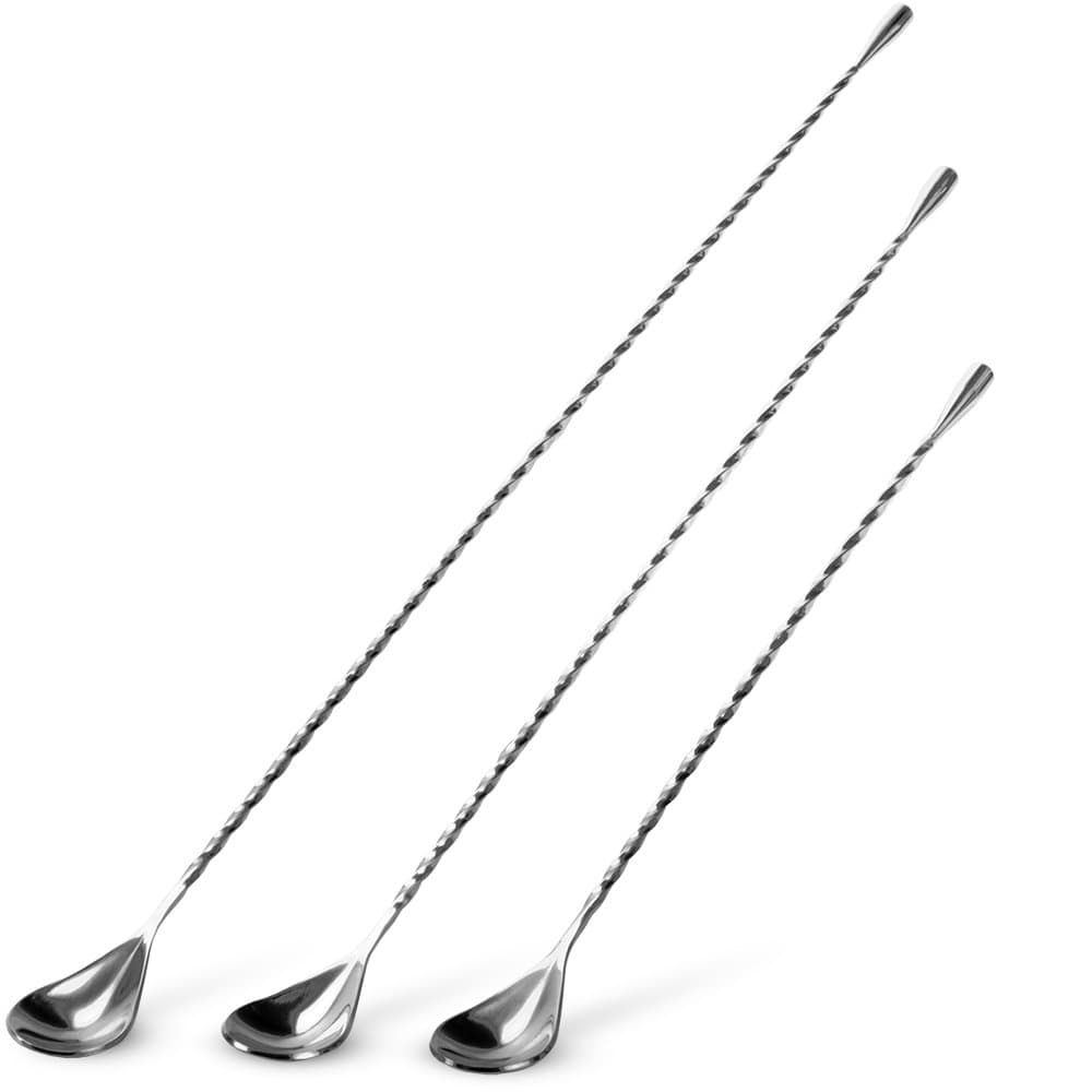 Cocktailor Twisted Mixing Spoons Bundle, Long Handle Stainless Steel Cocktail Bar Spoons