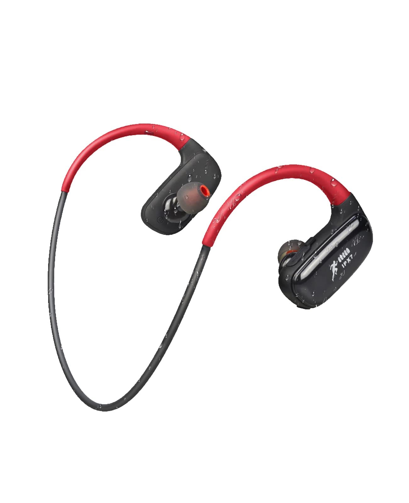 Sports Swimming Wireless Headphones, IPX7 Waterproof 16GB MP3 Player with Bluetooth, Running Earphone 10Hrs Playtime, Wireless Bluetooth 5.0 Headset with Noise Cancelling MIC (Red)