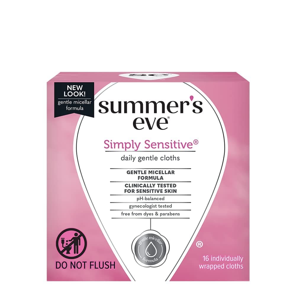 Summer's Eve Feminine Cleansing Cloths for Sensitive Skin for Women Cloths, 16 Piece