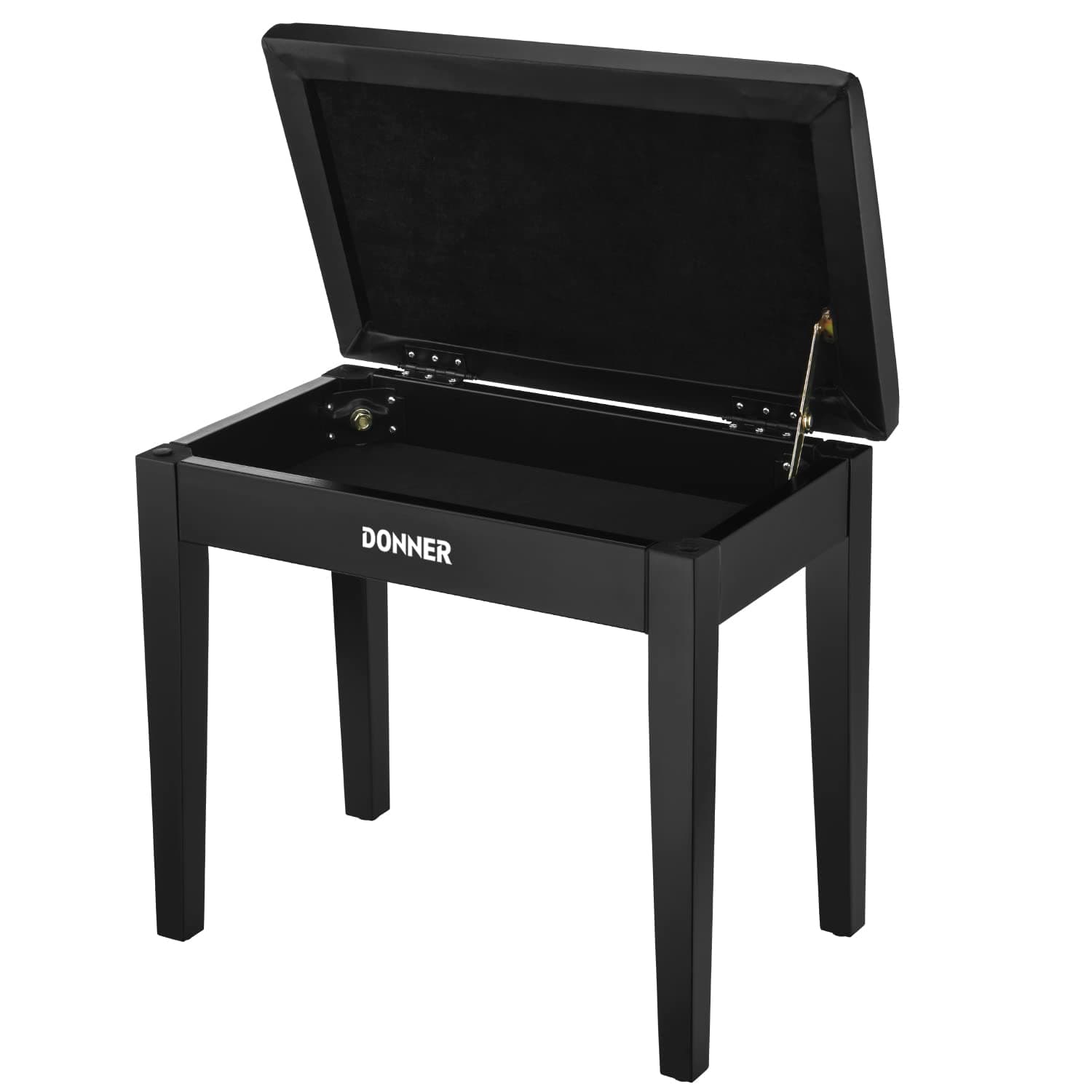 Donner Piano Bench with Storage for Music Sheet, Padded Cushion Keyboard Stool Chair Vanity Seat, Black
