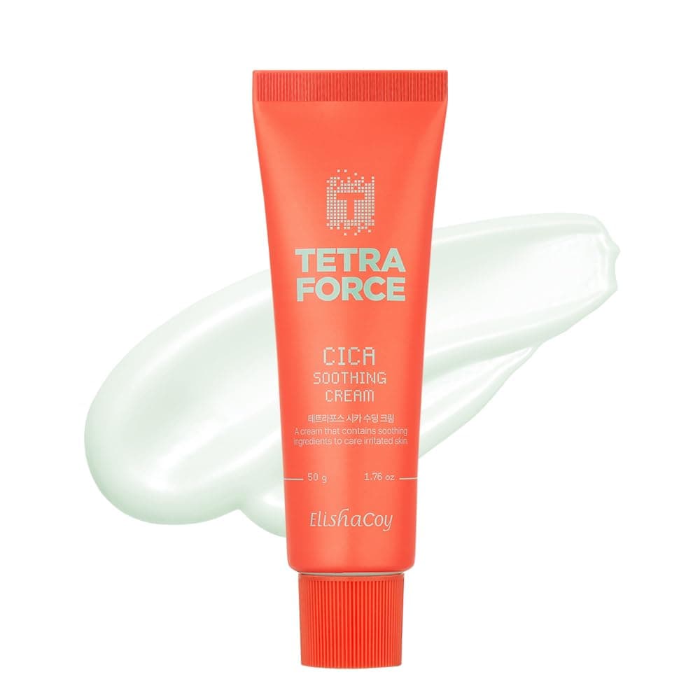 Elishacoy | TETRAFORCE Cica Soothing Cream for Acne-Prone Skin, Lightweight Non-Comedogenic Moisturizer with Centella Asiatica & Hyaluronic Acid, Calming & Hydrating Cream for Sensitive Skin, 50g